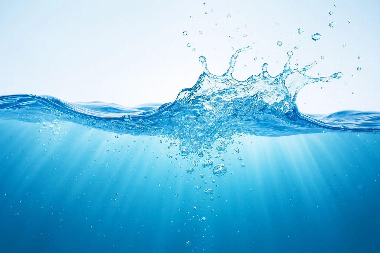 AquaCat Deutschland - Raoul Conrad - Chemikalienfreier Kalkschutz - Blaue, sprudelnde Wasserspritzer mit klaren Wellen